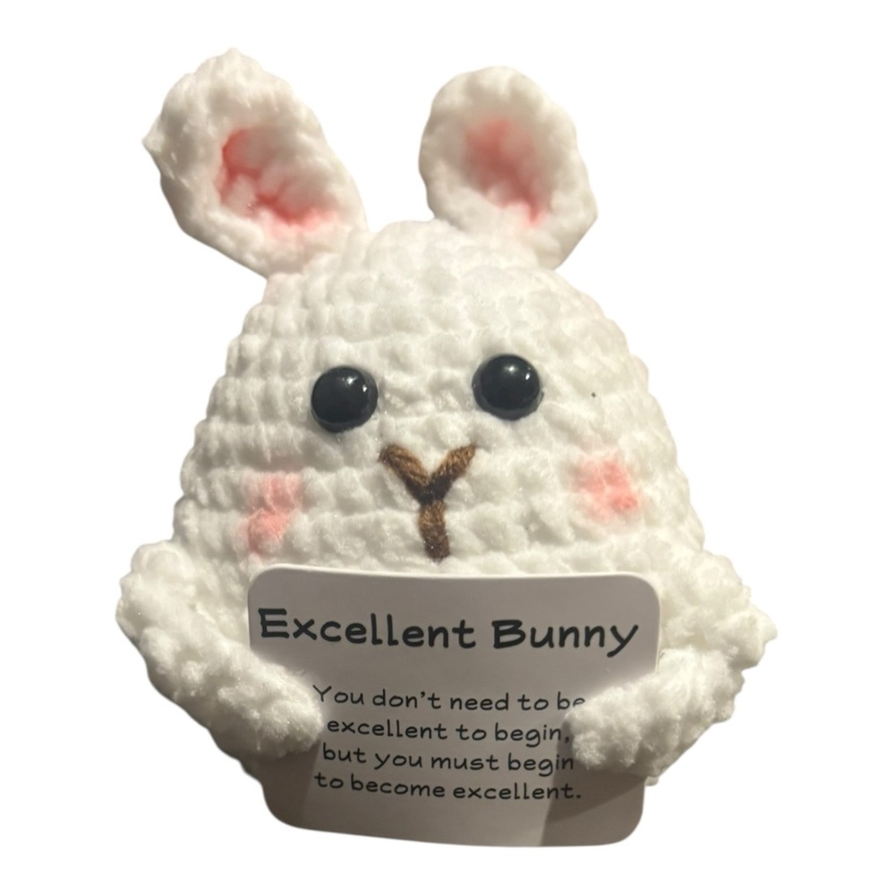 AB INKS Handmade Crocheted Animal with Inspirational Message